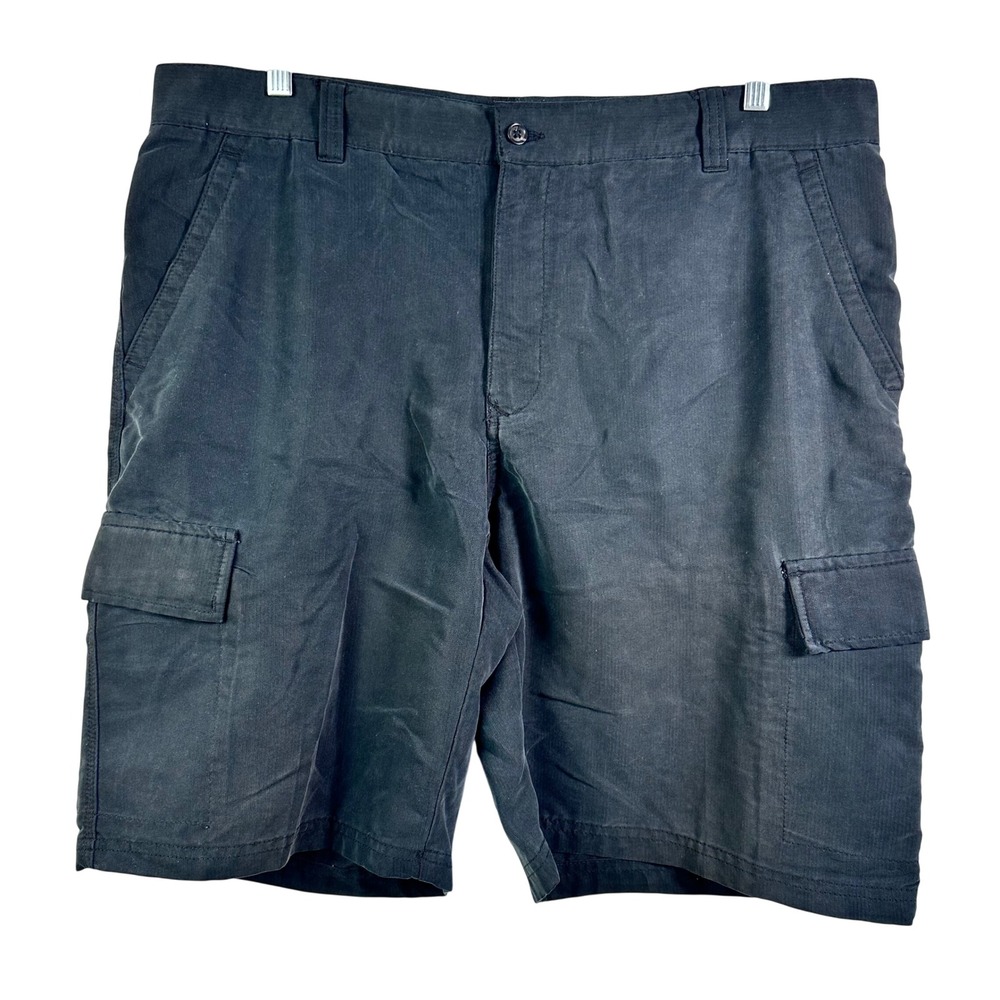Tasso Elba Mens Black Herringbone Cargo Shorts Size 38 Modal Blend Utility